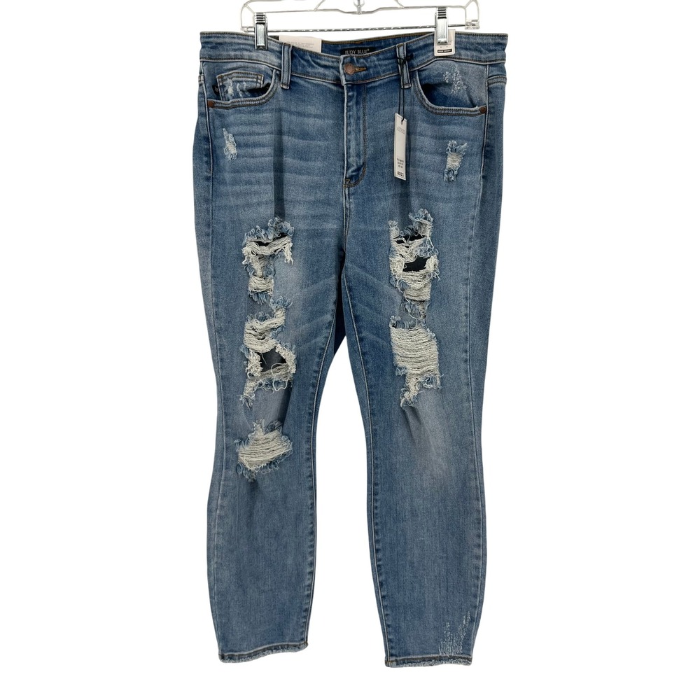 Judy Blue Los Angeles Womens Jeans Sz‎ 13 31 Boyfriend Fit High Waist Distressed